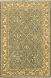 handmade Transitional Kafkaz Lt. Blue Ivory Hand Knotted RECTANGLE 100% WOOL area rug 4 x 6